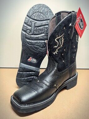 🆕 Women's 11 Cowgirl Boots - Justin Gypsy Mandra Wide Square Toe Boots, 8 in.